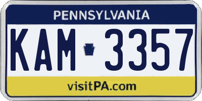 PA license plate KAM3357
