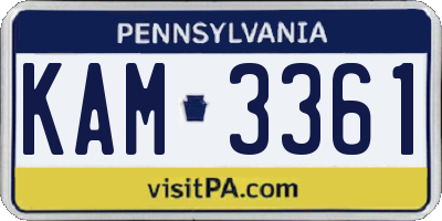 PA license plate KAM3361
