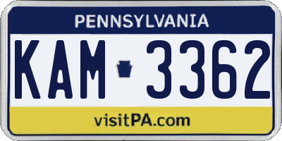 PA license plate KAM3362
