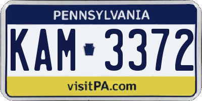 PA license plate KAM3372