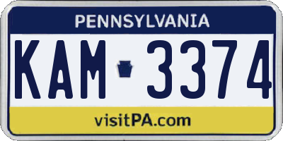 PA license plate KAM3374