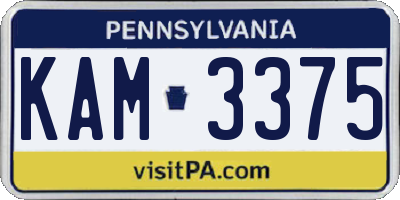 PA license plate KAM3375