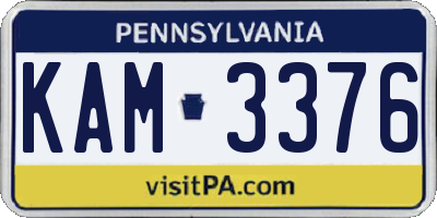PA license plate KAM3376