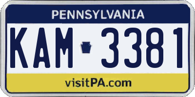 PA license plate KAM3381
