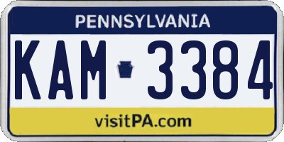 PA license plate KAM3384