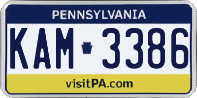 PA license plate KAM3386
