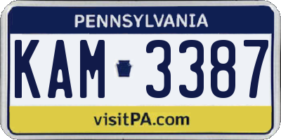 PA license plate KAM3387