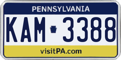 PA license plate KAM3388