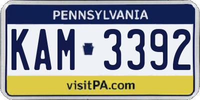 PA license plate KAM3392