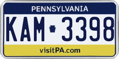 PA license plate KAM3398