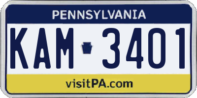 PA license plate KAM3401