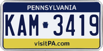 PA license plate KAM3419
