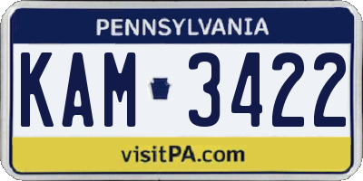 PA license plate KAM3422