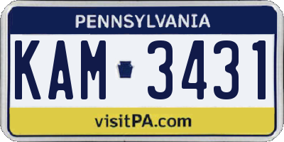 PA license plate KAM3431
