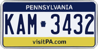 PA license plate KAM3432