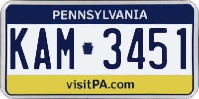 PA license plate KAM3451