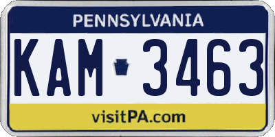 PA license plate KAM3463