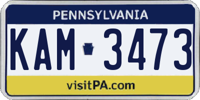 PA license plate KAM3473