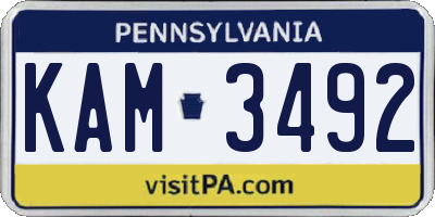 PA license plate KAM3492