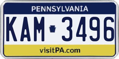 PA license plate KAM3496