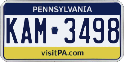 PA license plate KAM3498