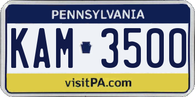 PA license plate KAM3500