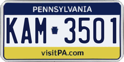 PA license plate KAM3501