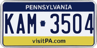 PA license plate KAM3504