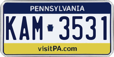 PA license plate KAM3531