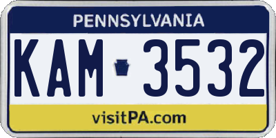 PA license plate KAM3532