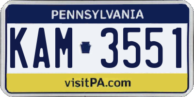 PA license plate KAM3551