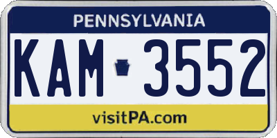 PA license plate KAM3552