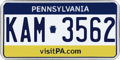 PA license plate KAM3562