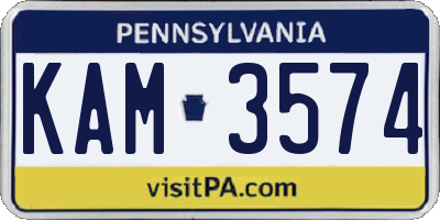 PA license plate KAM3574