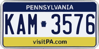 PA license plate KAM3576