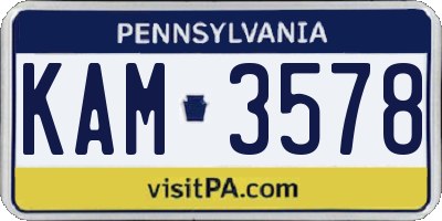 PA license plate KAM3578