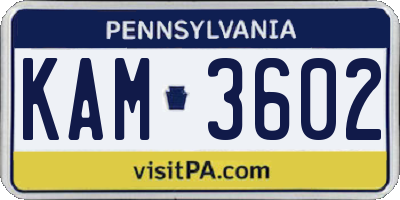 PA license plate KAM3602