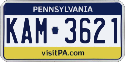 PA license plate KAM3621