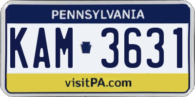 PA license plate KAM3631
