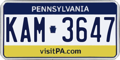 PA license plate KAM3647