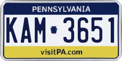 PA license plate KAM3651