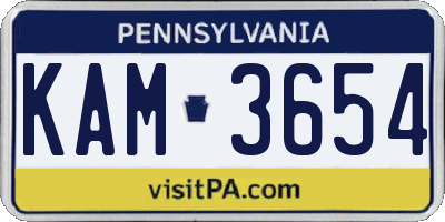 PA license plate KAM3654