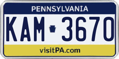 PA license plate KAM3670