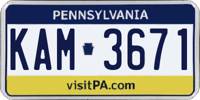 PA license plate KAM3671