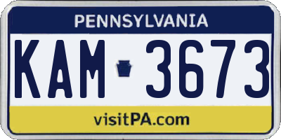 PA license plate KAM3673