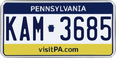 PA license plate KAM3685