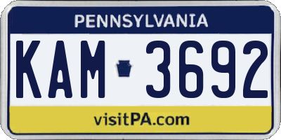 PA license plate KAM3692
