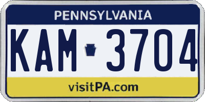 PA license plate KAM3704