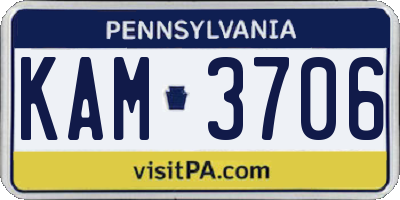 PA license plate KAM3706