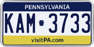 PA license plate KAM3733